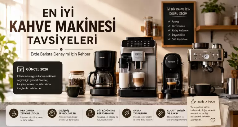 2026’nın En İyi Kahve Makinesi Tavsiyeleri | Evde Barista Deneyimi İçin Rehber