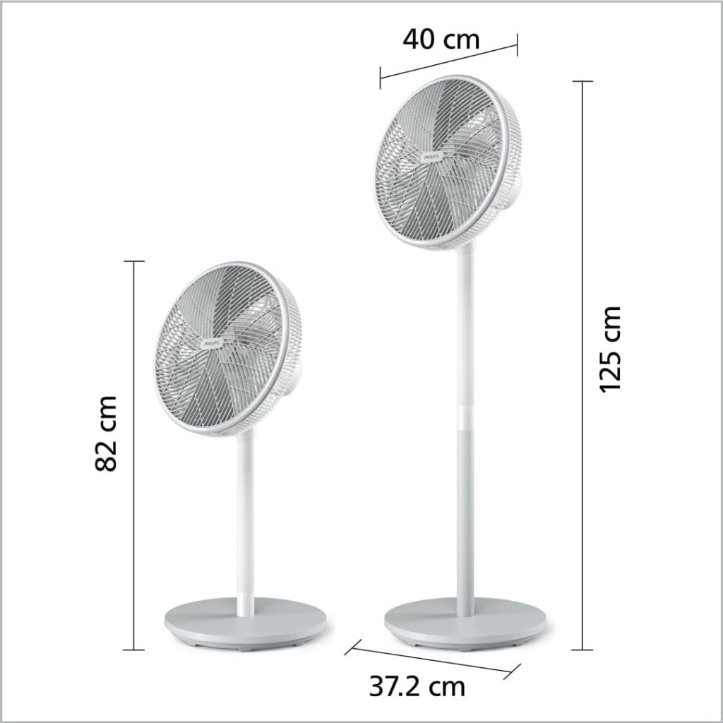 SilentWings teknolojisi ile güçlü ve süper sessiz ayaklı vantilatör. 19 dB. 2'si 1 arada masa ve ayaklı vantilatör. Eğim ve salınım ayarlanabilir. 12 saatlik zamanlayıcı. Beyaz. (CX2550/00)