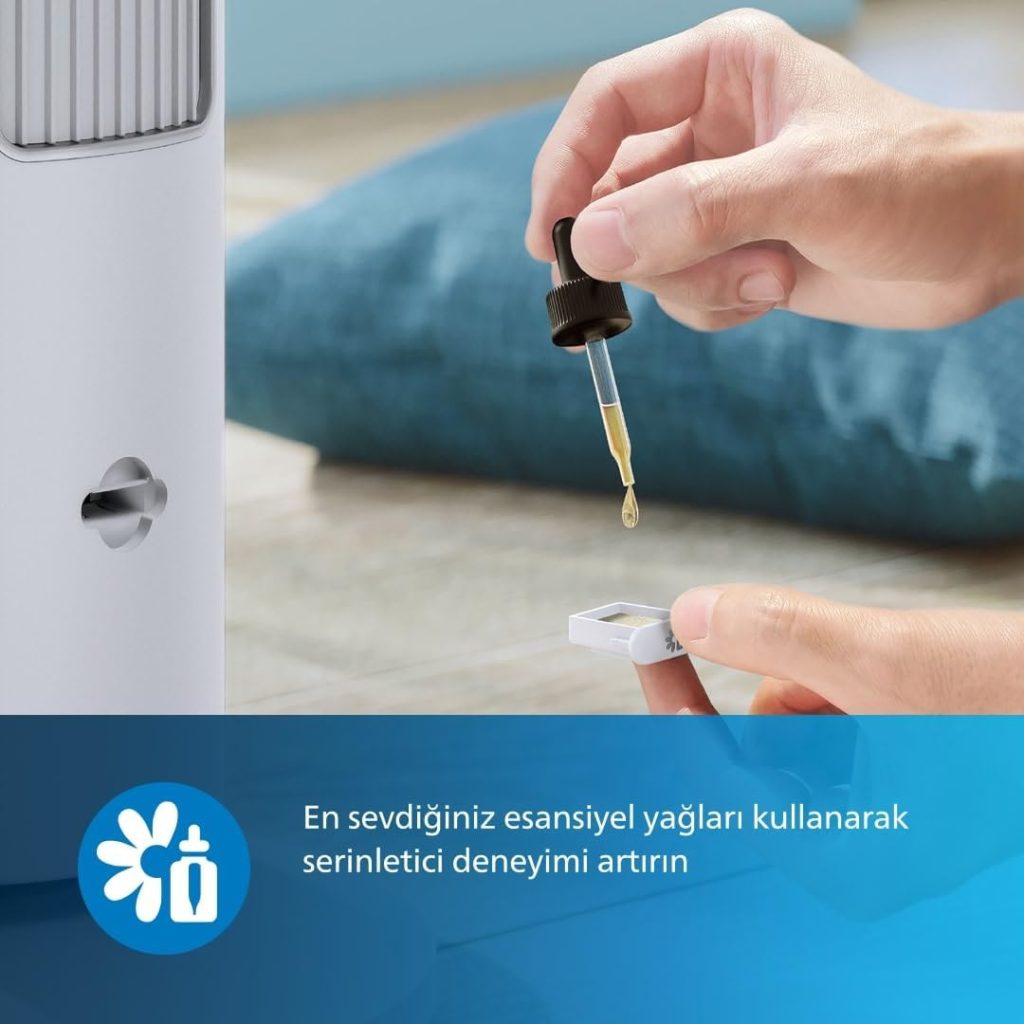 Kule Tipi Fan 5000 Serisi, 105 cm ince tasarım, Uzaktan kumanda, Zamanlayıcı, 3 Hız, 3 Mod, 40W, Güçlü Ama Sessiz Hava Akışı, Aromaterapi İçin Uygun, Beyaz, CX5535/00