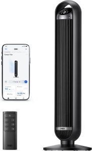 25 dB Akıllı Sessiz Kule Tipi Fan, 8 m/s Hava Akışı, 8 Hız Kademesi, 4 Çalışma Modu, DC Motorlu Serinletme, 90° Salınım, Kanatsız Tasarım, 8 Saat Zamanlayıcı, Wi-Fi/Alexa/Uzaktan Kumanda Desteği