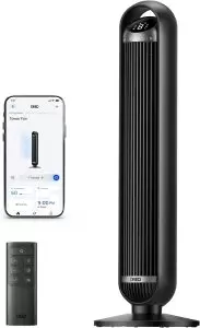 25 dB Akıllı Sessiz Kule Tipi Fan, 8 m/s Hava Akışı, 8 Hız Kademesi, 4 Çalışma Modu, DC Motorlu Serinletme, 90° Salınım, Kanatsız Tasarım, 8 Saat Zamanlayıcı, Wi-Fi/Alexa/Uzaktan Kumanda Desteği