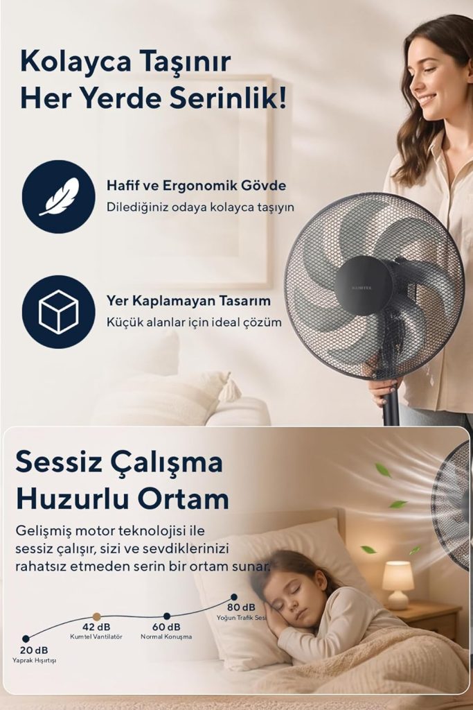 KTF-760 Siyah 16 İnç Ayaklı Vantilatör