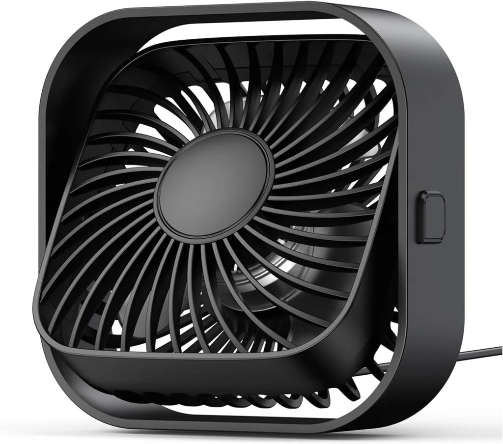 K51 Masaüstü Vantilatör 3 Kademeli 360° Döner Başlıklı USB Kablolu Soğutucu Fan Siyah
