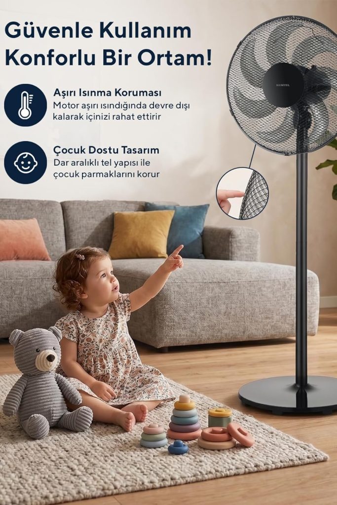 KTF-760 Siyah 16 İnç Ayaklı Vantilatör