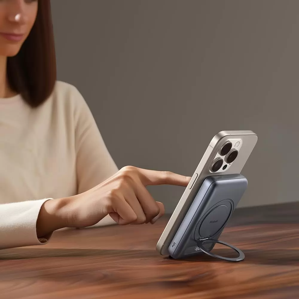 MC-8371 10000mAh - 20W Dahili 360° Halka Standlı Metal Ultra İnce Manyetik Powerbank
