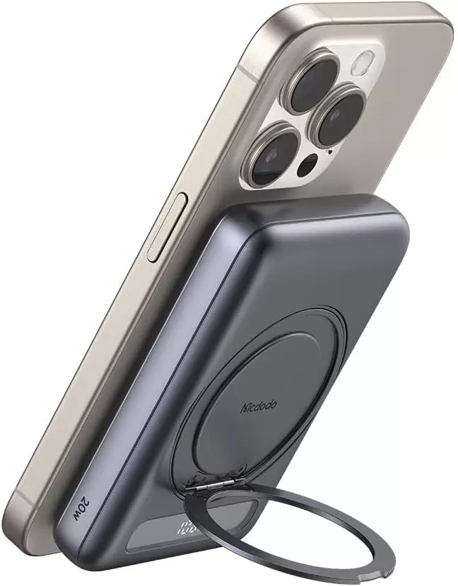 MC-8371 10000mAh - 20W Dahili 360° Halka Standlı Metal Ultra İnce Manyetik Powerbank