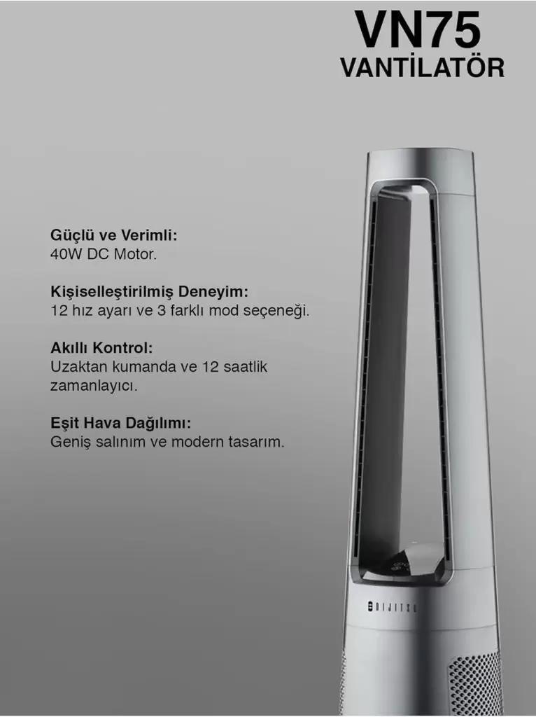 VN75 Uzaktan Kumandalı Kule Tipi Vantilatör