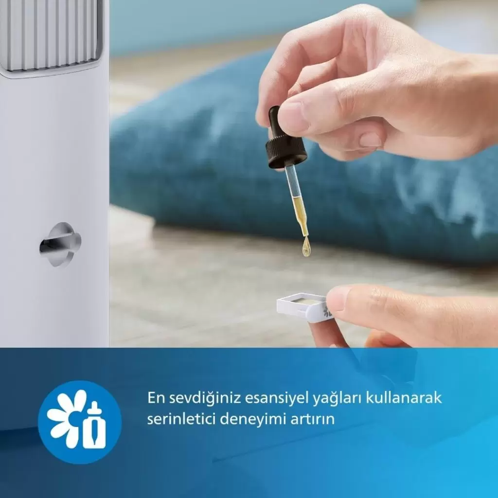 Kule Tipi Fan 5000 Serisi, 105 cm ince tasarım, Uzaktan kumanda, Zamanlayıcı, 3 Hız, 3 Mod, 40W, Güçlü Ama Sessiz Hava Akışı, Aromaterapi İçin Uygun, Beyaz, CX5535/00