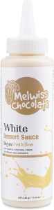 Melwiss Chocolate Beyaz Tatlı Sos 330 g – Akışkan kıvamlı Waffle, Pankek, Krep, Dondurma, Kahve ve Tatlılar için Pratik Sıkılabilir Sos
